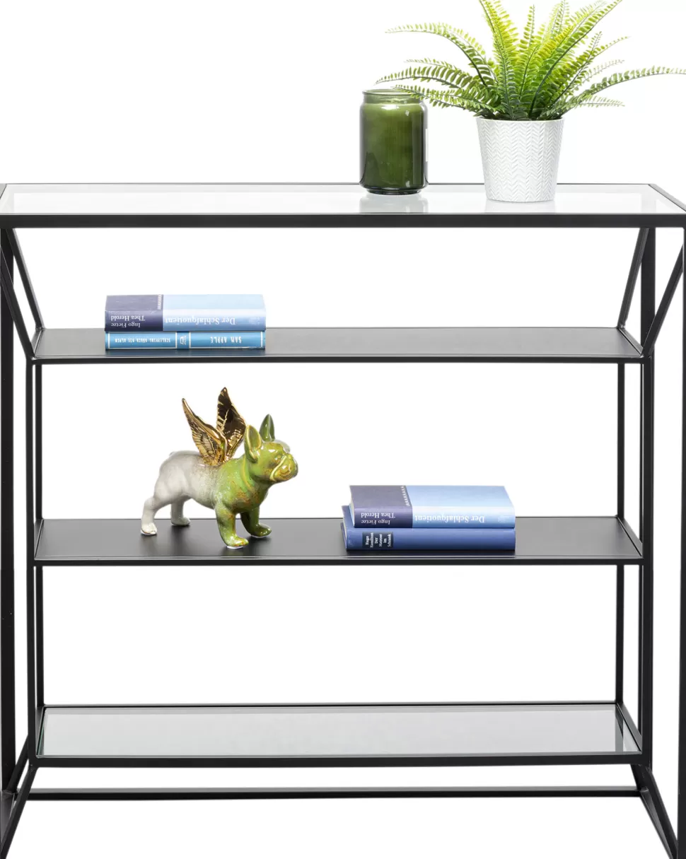 Regały-KARE Design Regał Loft Stal Czarna I Szkło Transparentne 90x90 Cm