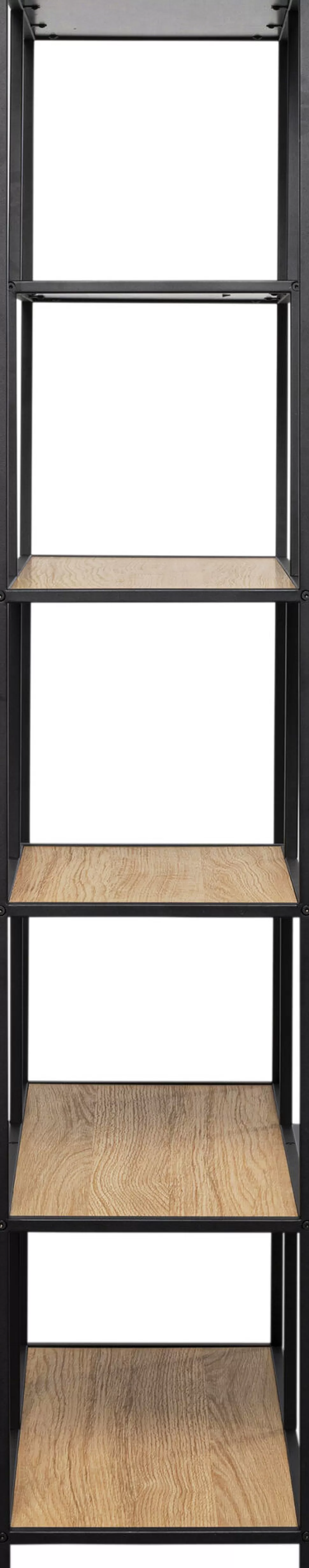 Regały-KARE Design Regał Stojący Półki Naturalne MDF Laminowany Rama Czarna Stalowa 77x185 Cm