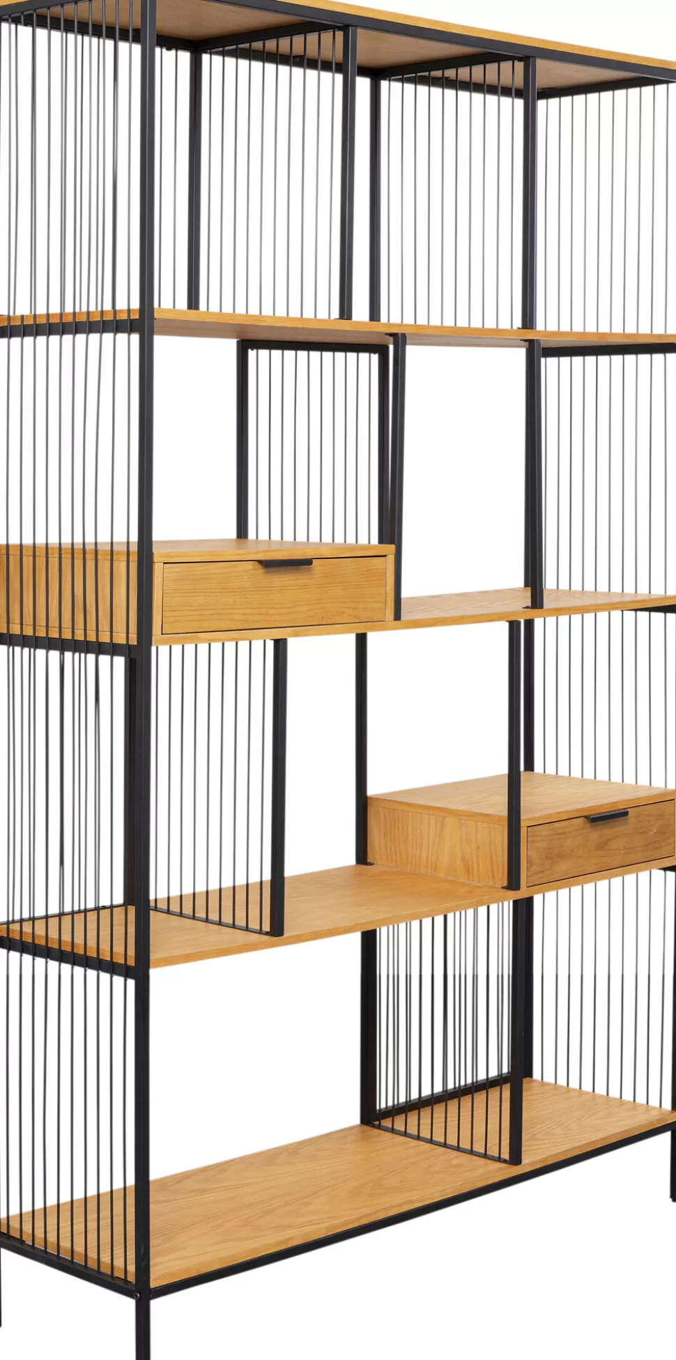 Regały-KARE Design Regał Stojący Z 2 Szufladami Fornir Dębowy I Stal 125x200 Cm