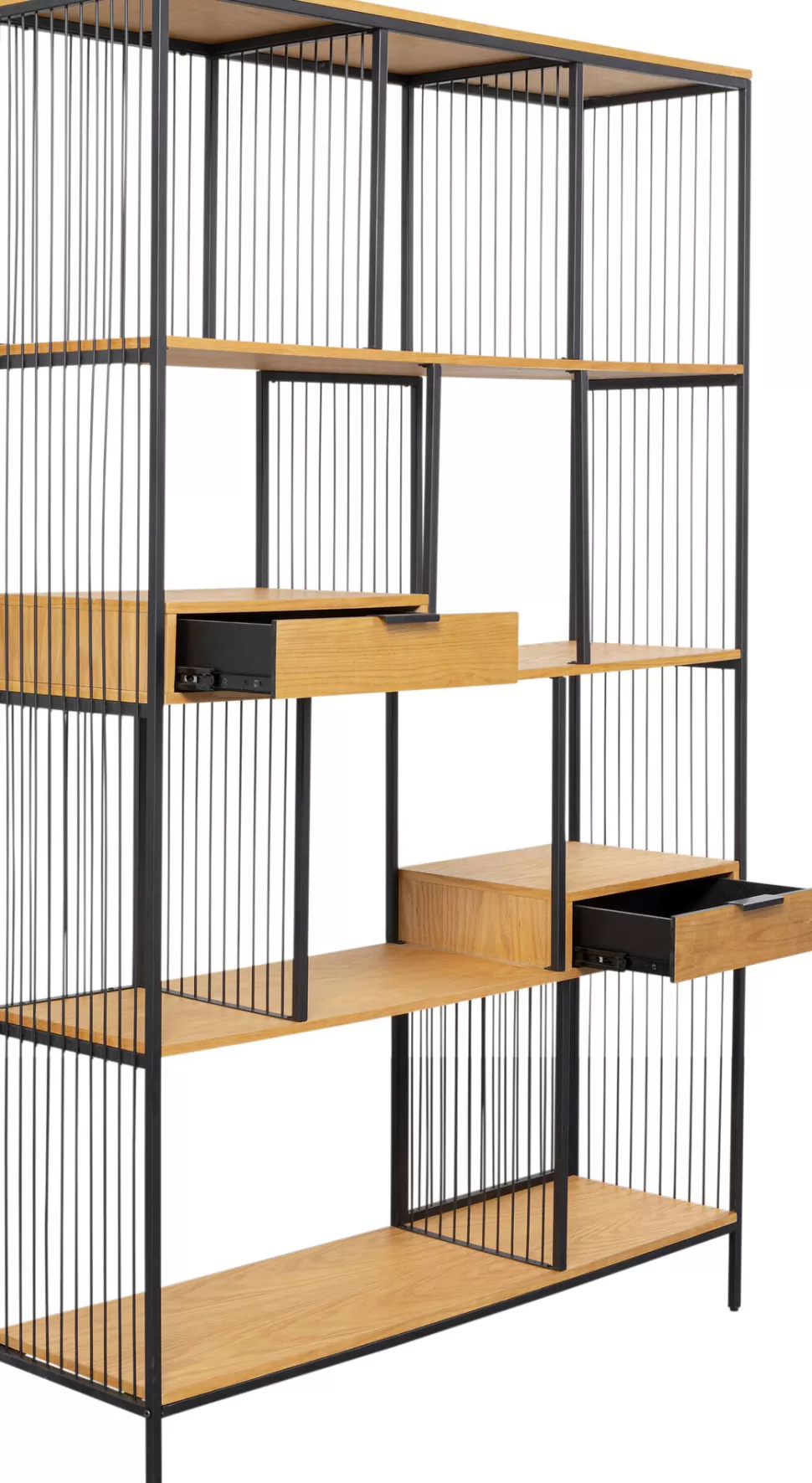 Regały-KARE Design Regał Stojący Z 2 Szufladami Fornir Dębowy I Stal 125x200 Cm