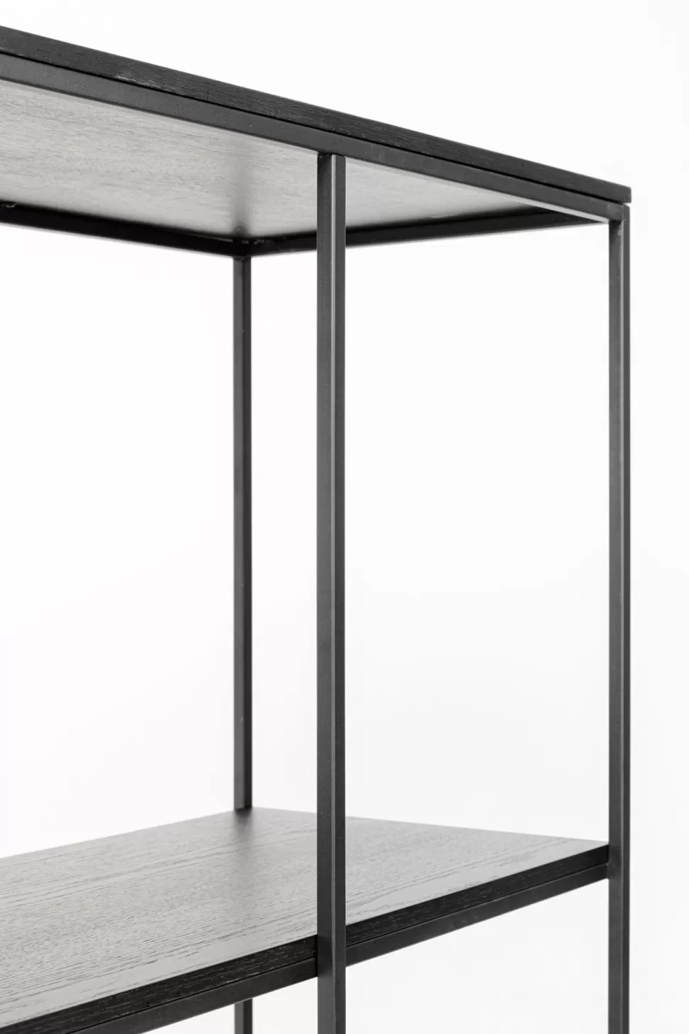Regały-KARE Design Regał Ze Schowkiem Czarny Półki Fornir Dębowy Rama Stalowa 180x183 Cm