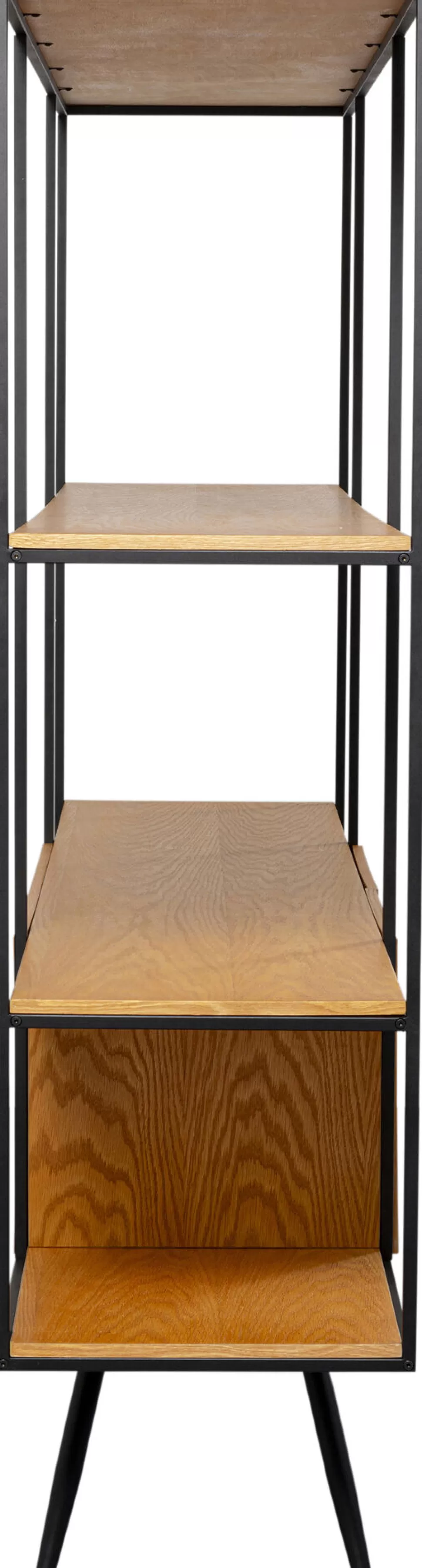 Regały-KARE Design Regał Ze Schowkiem Półki Naturalne Fornir Dębowy Rama Czarna Stalowa 180x183 Cm