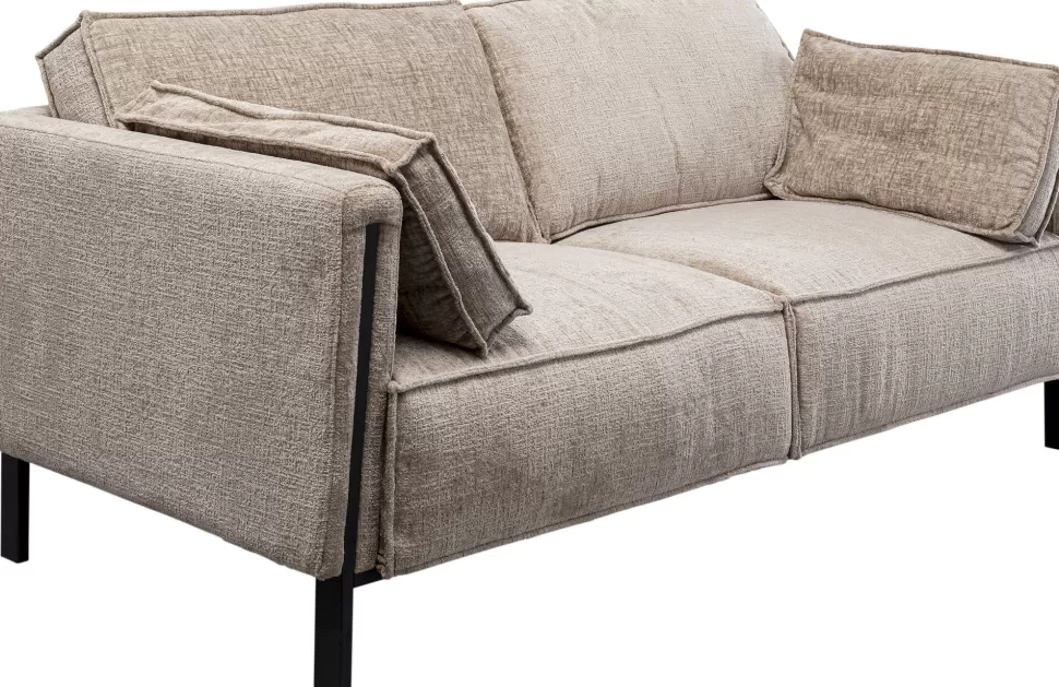 Sofy-KARE Design Sofa 2-osobowa Beżowa Tkanina Szenilowa Nogi Czarne 178 Cm