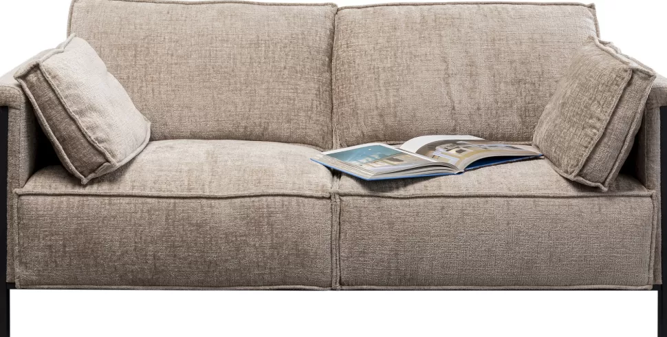 Sofy-KARE Design Sofa 2-osobowa Beżowa Tkanina Szenilowa Nogi Czarne 178 Cm