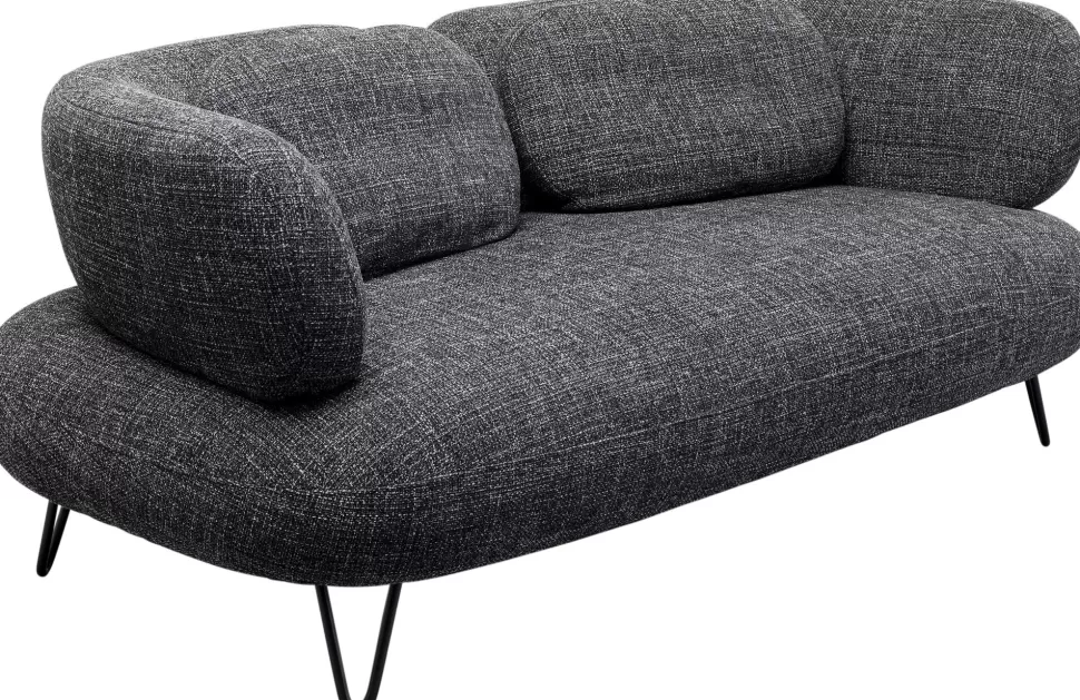 Sofy-KARE Design Sofa 2-osobowa Czarna Tkanina Melanżowa 182 Cm