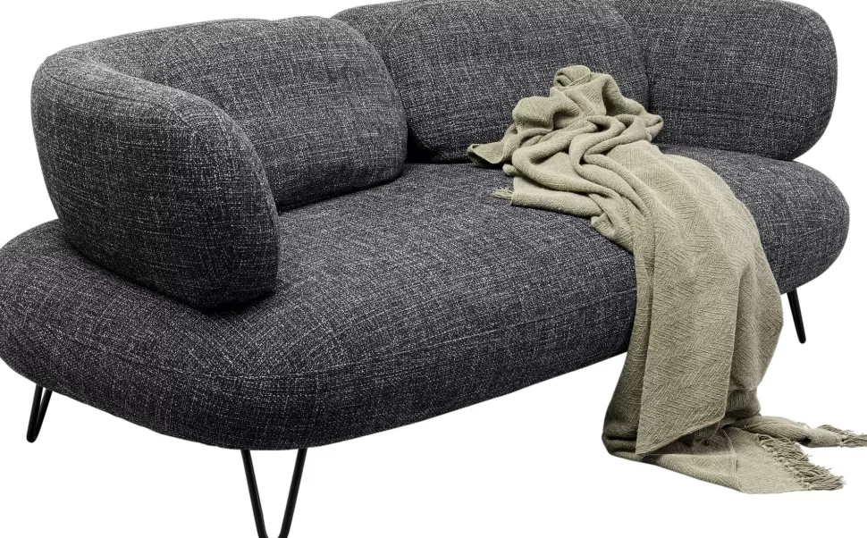 Sofy-KARE Design Sofa 2-osobowa Czarna Tkanina Melanżowa 182 Cm