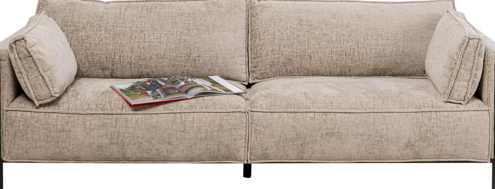 Sofy-KARE Design Sofa 3-os. Tapicerowana W Kolorze Szarym Nogi Stal Czarne 233 Cm