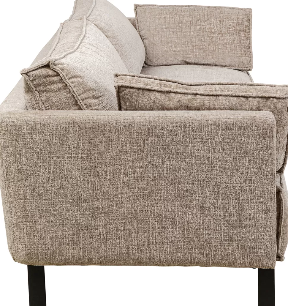 Sofy-KARE Design Sofa 3-os. Tapicerowana W Kolorze Szarym Nogi Stal Czarne 233 Cm