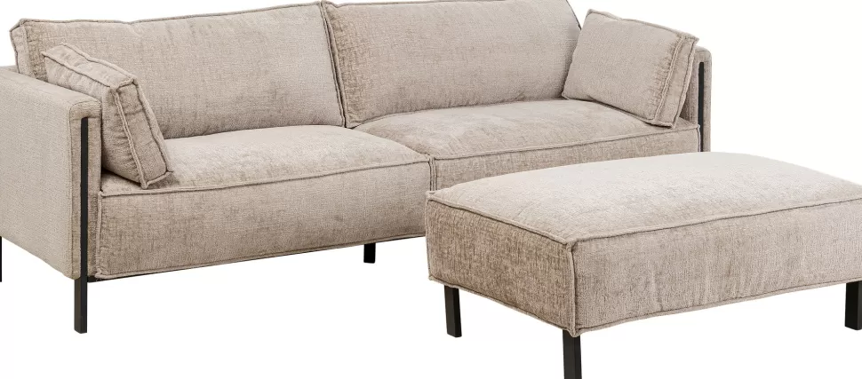 Sofy-KARE Design Sofa 3-os. Tapicerowana W Kolorze Szarym Nogi Stal Czarne 233 Cm
