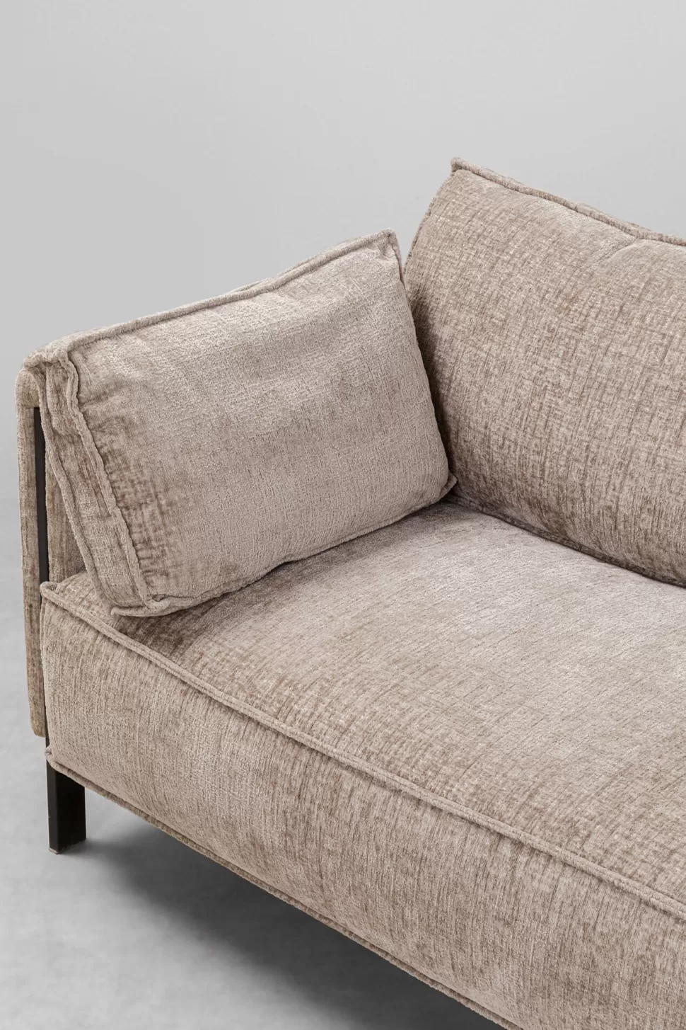 Sofy-KARE Design Sofa 3-os. Tapicerowana W Kolorze Szarym Nogi Stal Czarne 233 Cm