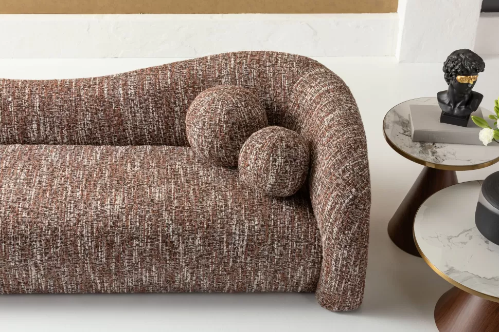 Sofy-KARE Design Sofa 3-osobowa Brązowa Tkanina Melanżowa 261 Cm Organiczne Kształy