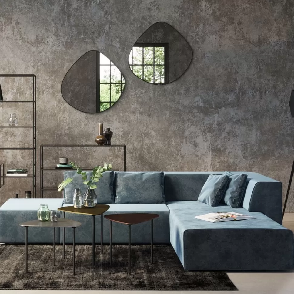 Sofy Modułowe | Sofy-KARE Design Sofa Modułowa Infinity Velvet Ocean 306x182 Cm Niebieska Prawa