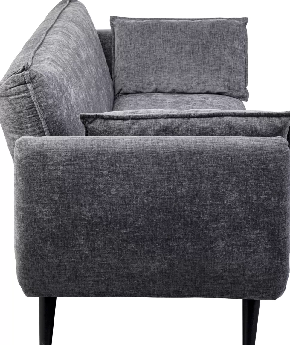 Sofy-KARE Design Sofa Rozkładana Do Salonu Szara Nogi Czarne Drewniane 216 Cm