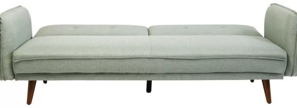 Sofy-KARE Design Sofa Rozkładana Z Podłokietnikami 222x86 Cm Jasnozielona Na Brązowych Nóżkach