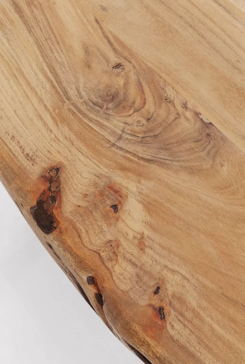 Stoły-KARE Design Stół 6-8 Osobowy Do Loftu Naturalny Drewniany Blat Akacja Czarne Metalowe Nogi 160x80 Cm