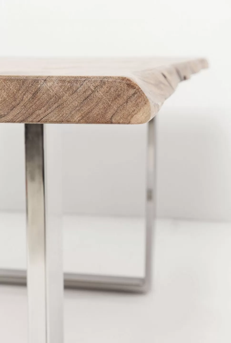 Stoły-KARE Design Stół 6-8 Osobowy Do Loftu Naturalny Drewniany Blat Akacja Czarne Metalowe Nogi 160x80 Cm