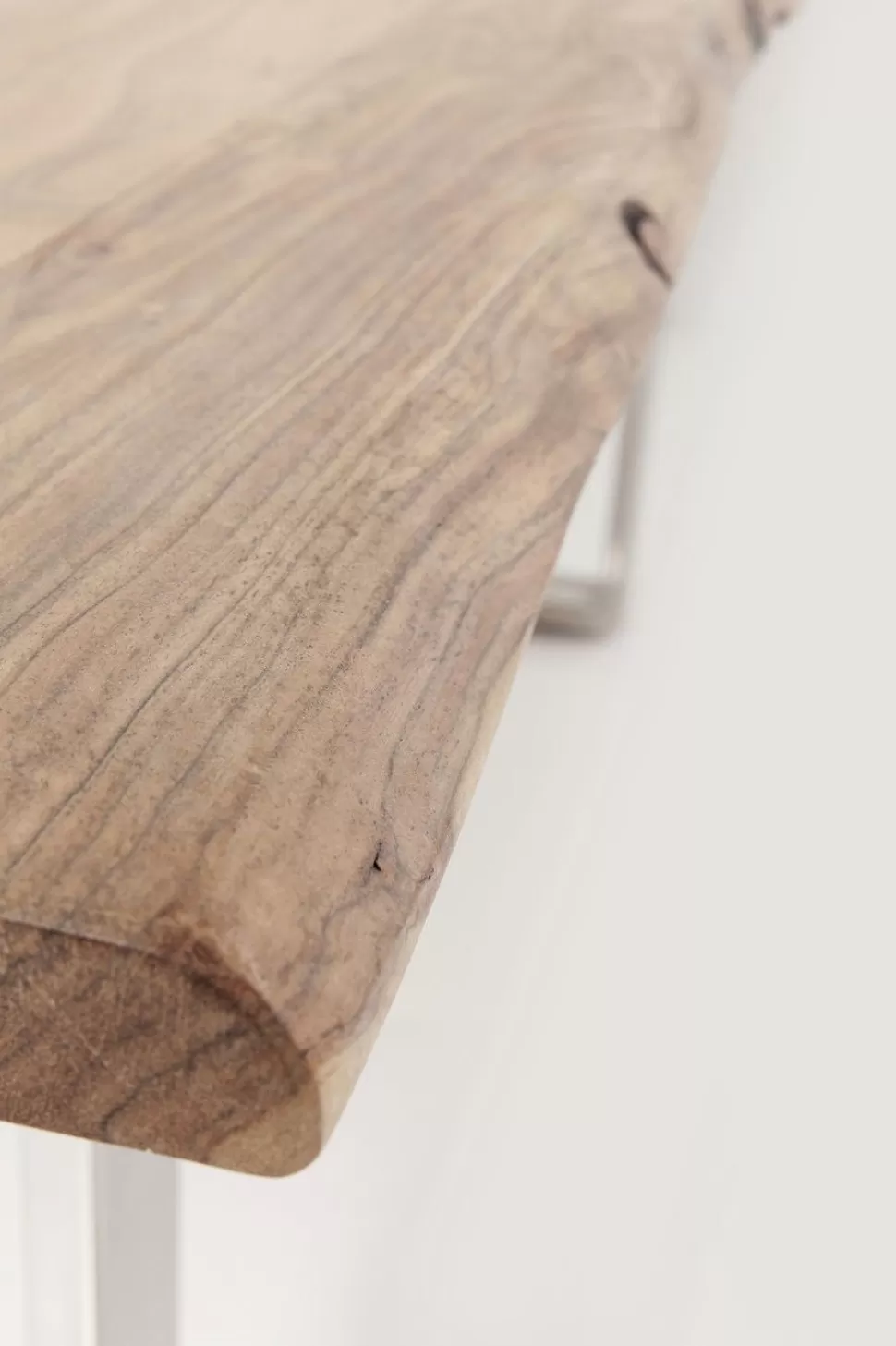 Stoły-KARE Design Stół 6-8 Osobowy Do Loftu Naturalny Drewniany Blat Akacja Czarne Metalowe Nogi 160x80 Cm