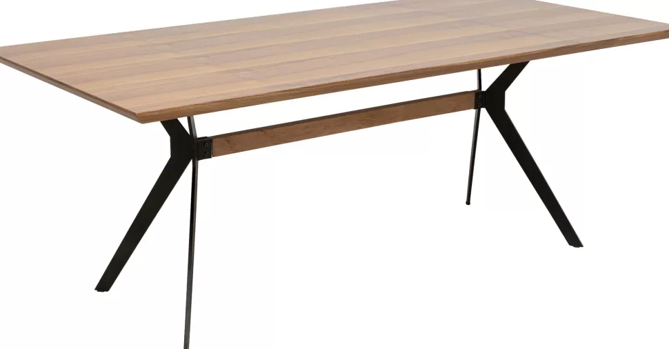 Stoły-KARE Design Stół Do Jadalni Blat Fornirowany Orzech Nogi Czarne Stalowe 200x90 Cm