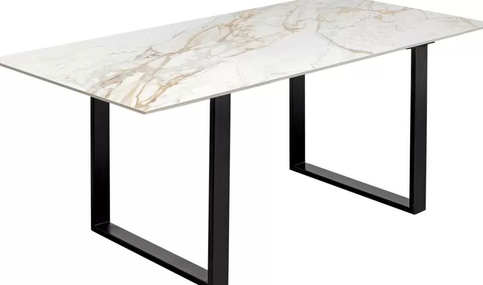Stoły-KARE Design Stół Do Jadalni Blat Kamionkowy Nogi Czarne Stalowe 180x90 Cm