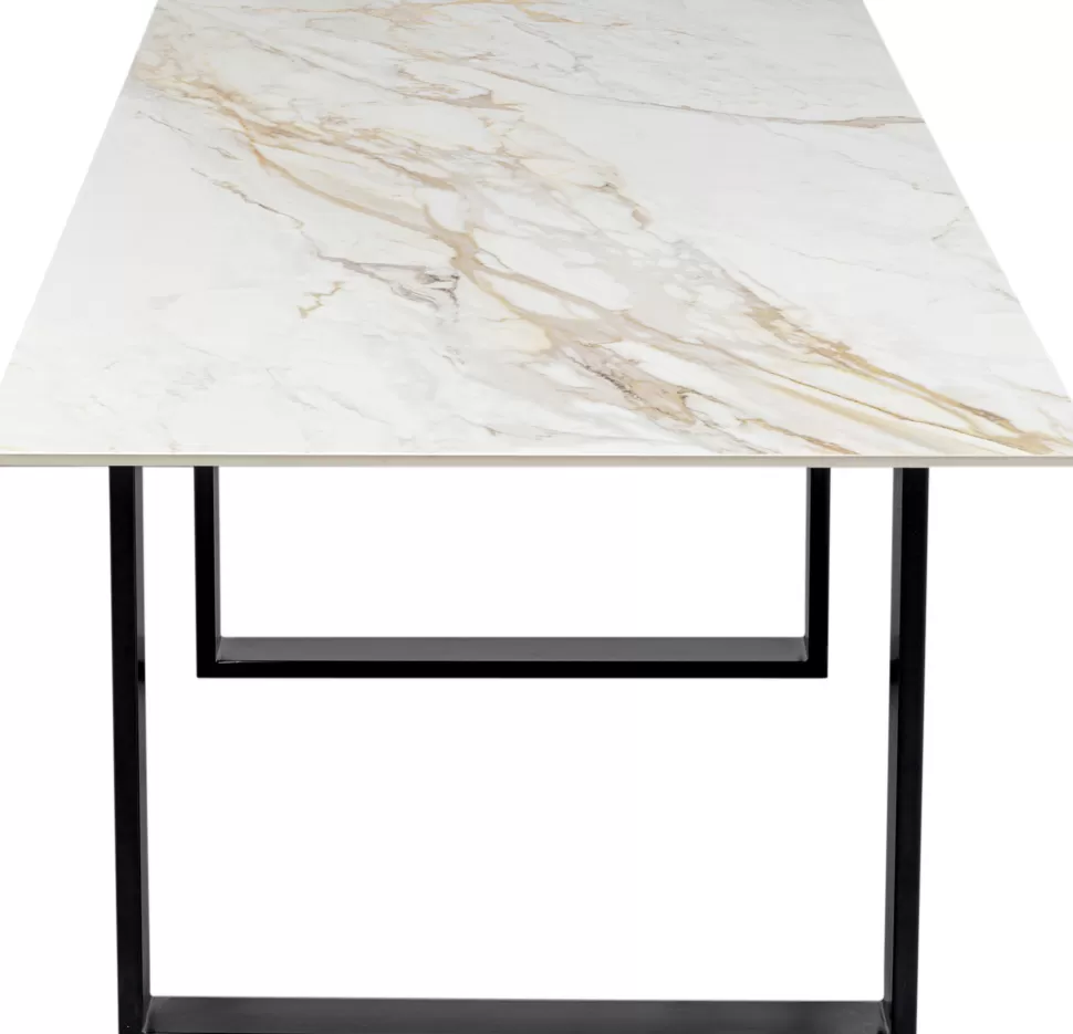 Stoły-KARE Design Stół Do Jadalni Blat Kamionkowy Nogi Czarne Stalowe 180x90 Cm