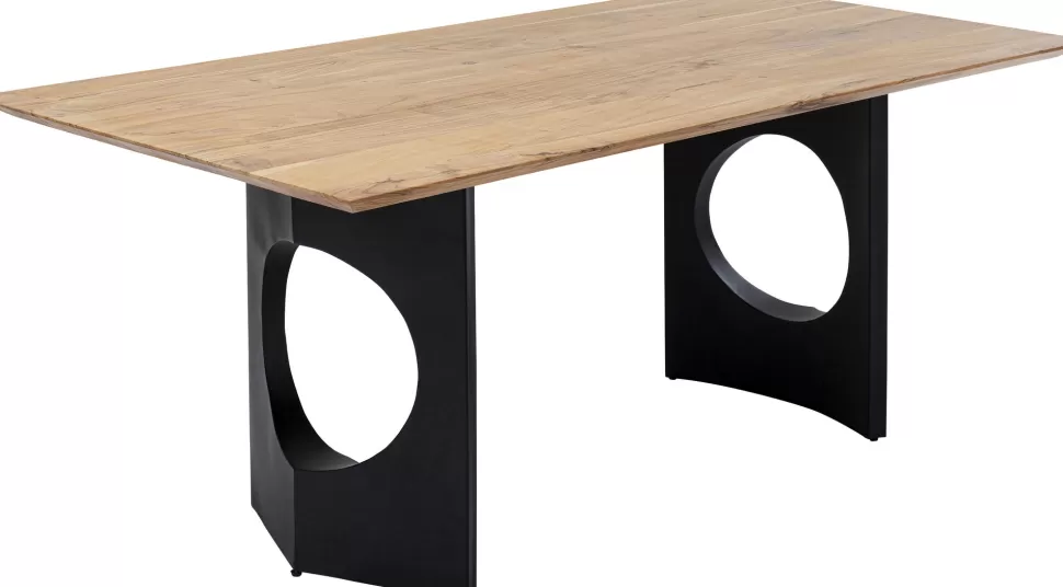 Stoły-KARE Design Stół Do Jadalni Blat Z Drewna Akacjowego Nogi Czarna Stal 180x90 Cm