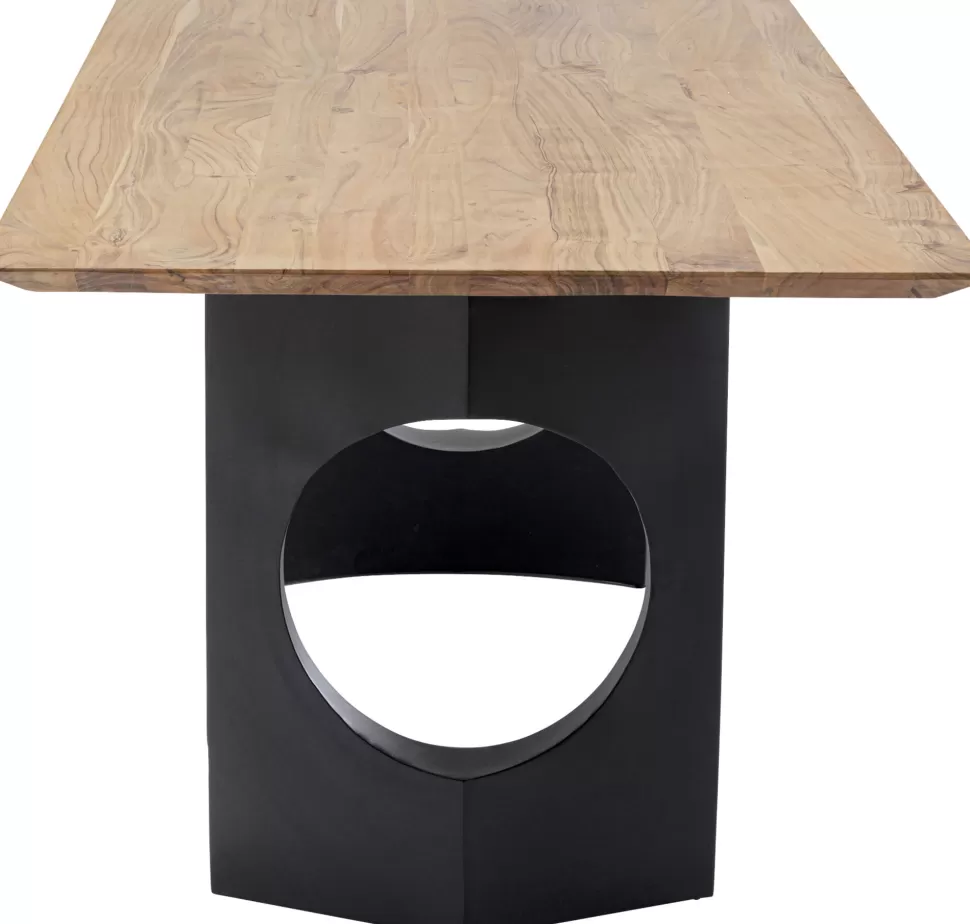 Stoły-KARE Design Stół Do Jadalni Blat Z Drewna Akacjowego Nogi Czarna Stal 180x90 Cm