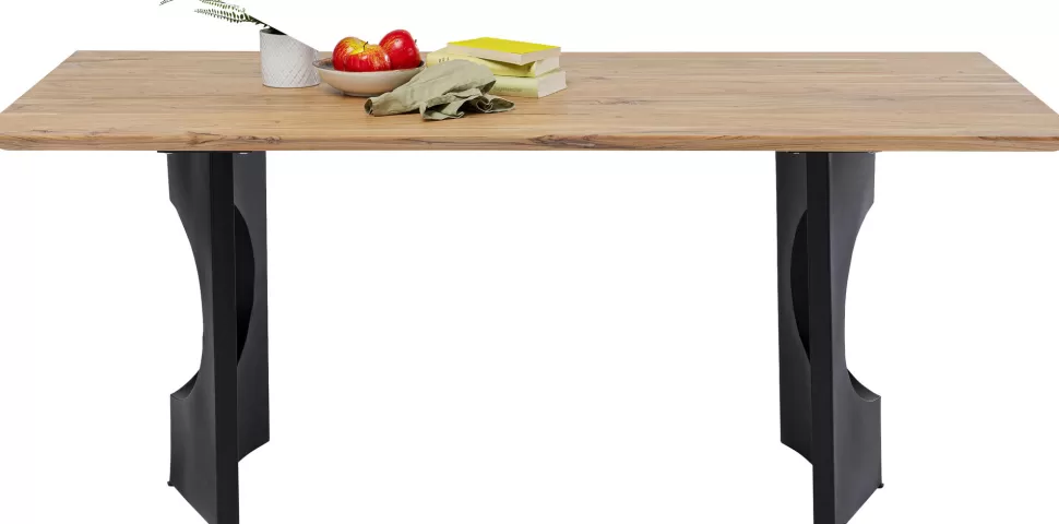 Stoły-KARE Design Stół Do Jadalni Blat Z Drewna Akacjowego Nogi Czarna Stal 180x90 Cm