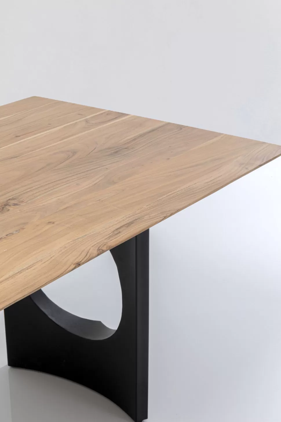 Stoły-KARE Design Stół Do Jadalni Blat Z Drewna Akacjowego Nogi Czarna Stal 180x90 Cm