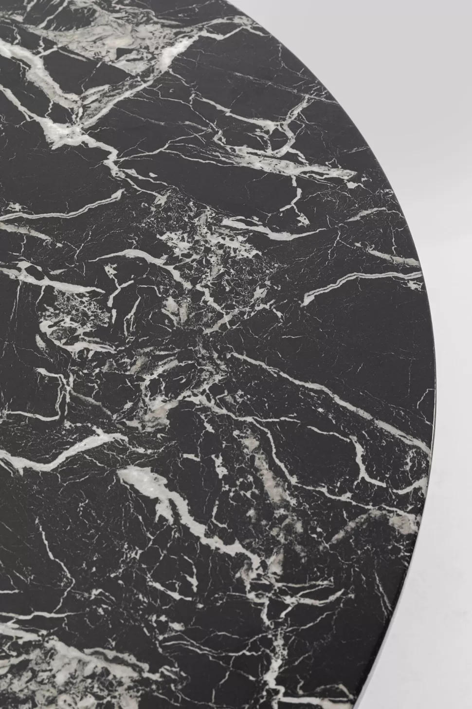 Stoły-KARE Design Stół Do Jadalni Czarny Blat MDF Imitacja Marmuru Ø110 Cm