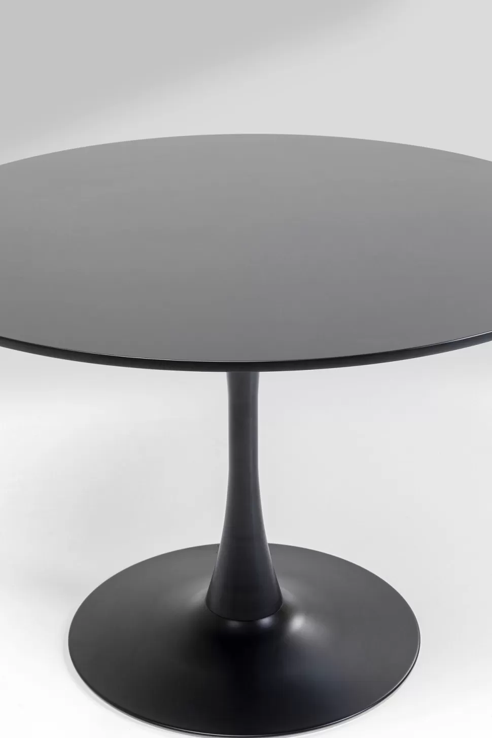 Stoły-KARE Design Stół Do Jadalni Czarny Blat MDF Noga Stalowa Ø110 Cm