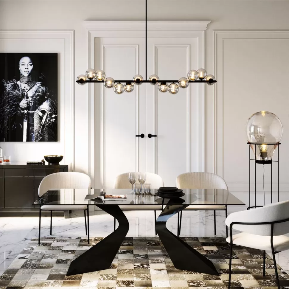 Stoły-KARE Design Stół Gloria 200x100 Cm Blat Szklany Przydymiony - Nogi Czarne