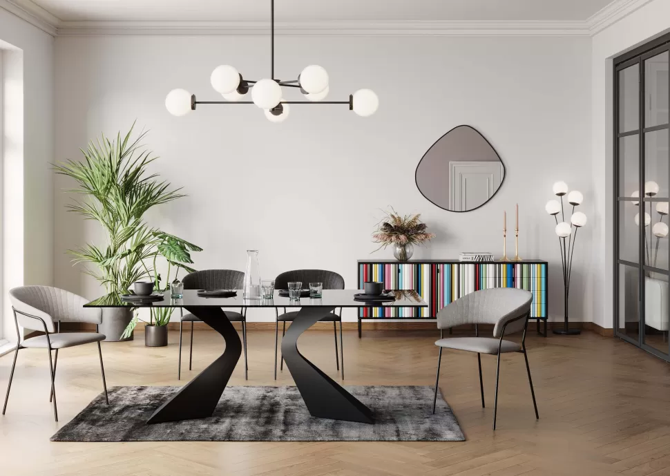 Stoły-KARE Design Stół Gloria 200x100 Cm Blat Szklany Przydymiony - Nogi Czarne