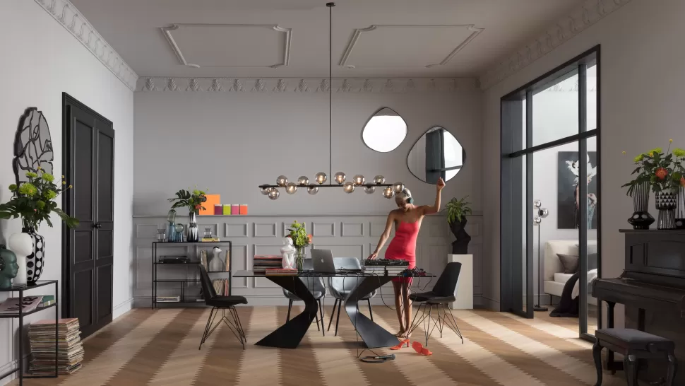 Stoły-KARE Design Stół Gloria 200x100 Cm Blat Szklany Przydymiony - Nogi Czarne