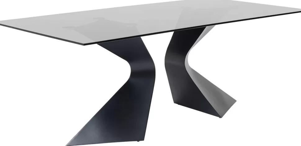Stoły-KARE Design Stół Gloria 200x100 Cm Blat Szklany Przydymiony - Nogi Czarne