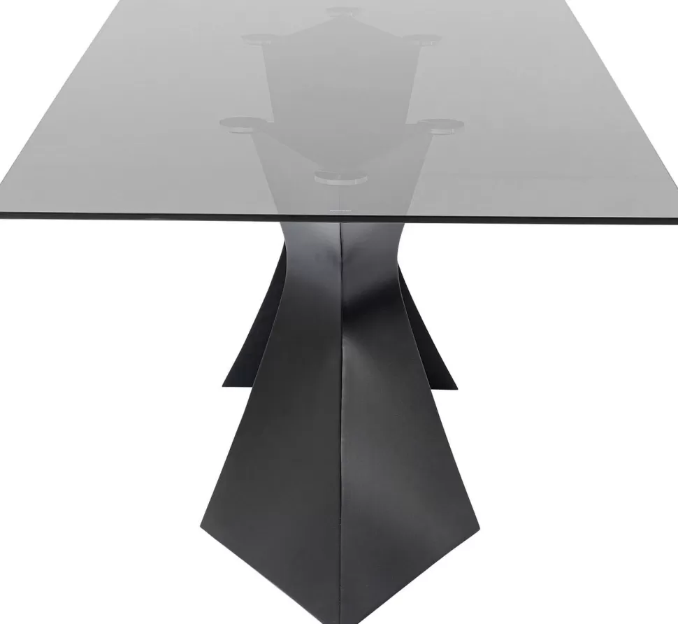 Stoły-KARE Design Stół Gloria 200x100 Cm Blat Szklany Przydymiony - Nogi Czarne