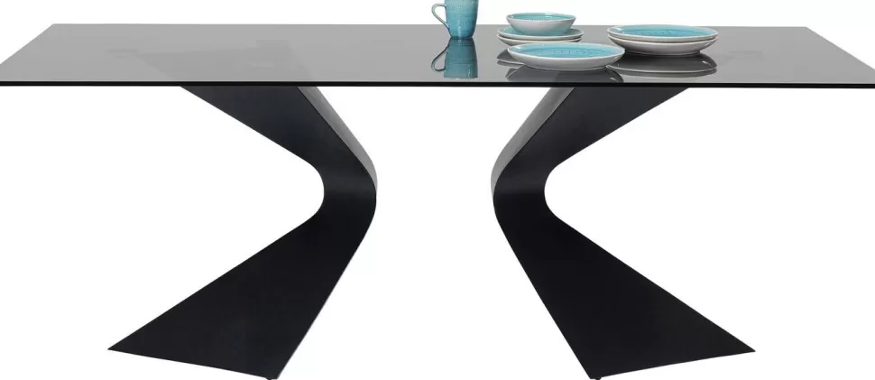 Stoły-KARE Design Stół Gloria 200x100 Cm Blat Szklany Przydymiony - Nogi Czarne
