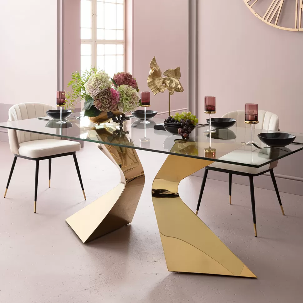 Stoły-KARE Design Stół Gloria 200x100 Cm Złoty