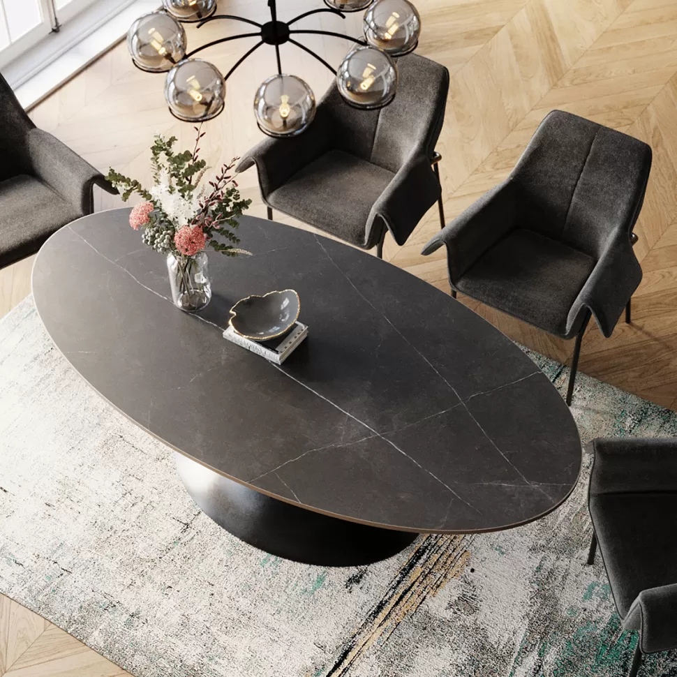 Stoły-KARE Design Stół Grande Possibilita 220x120 Cm Czarny - Blat Marmur