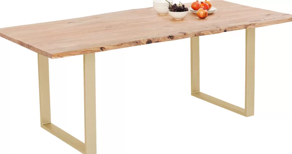 Stoły-KARE Design Stół Harmony 160x80 Cm Akacja - Nogi Złote