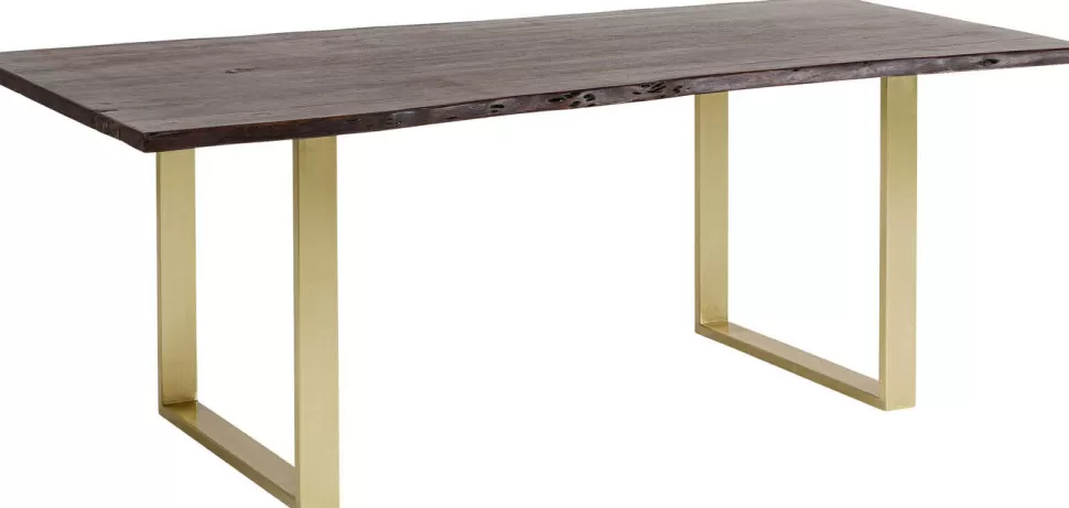 Stoły-KARE Design Stół Harmony 160x80 Cm Ciemnobrązowy - Nogi Złote