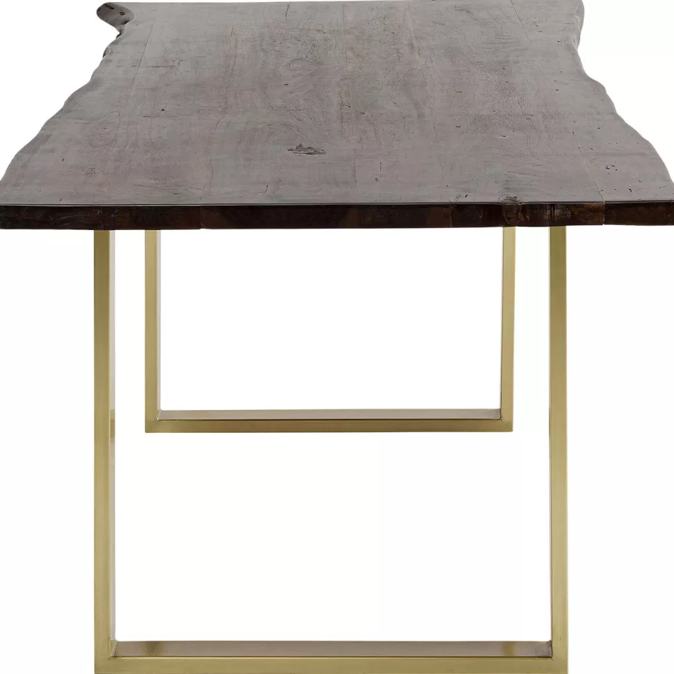 Stoły-KARE Design Stół Harmony 160x80 Cm Ciemnobrązowy - Nogi Złote