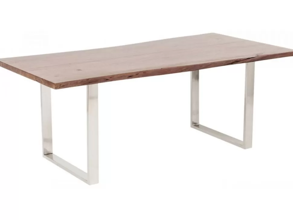 Stoły-KARE Design Stół Harmony Walnut 160x80 Cm Akacja Nogi Chromowe Matowe