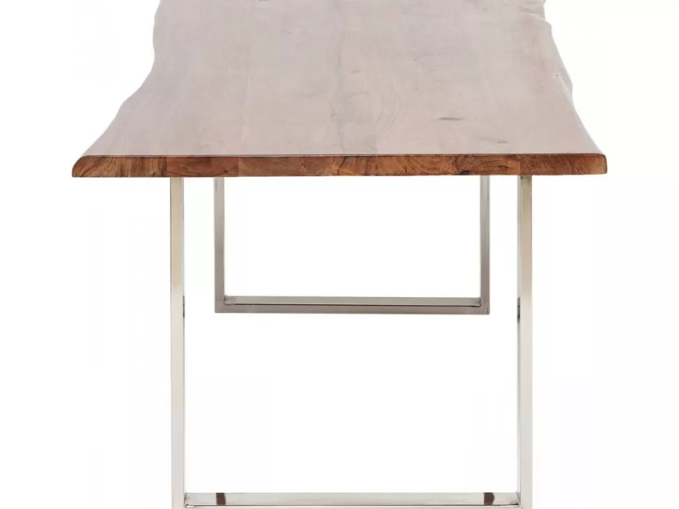 Stoły-KARE Design Stół Harmony Walnut 160x80 Cm Akacja Nogi Chromowe Matowe
