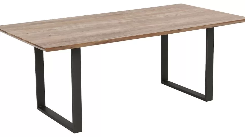 Stoły-KARE Design Stół Industrialny Do Jadani Z Drewnianym Blatem I Metalowymi Szarymi Nogami 160x80 Cm