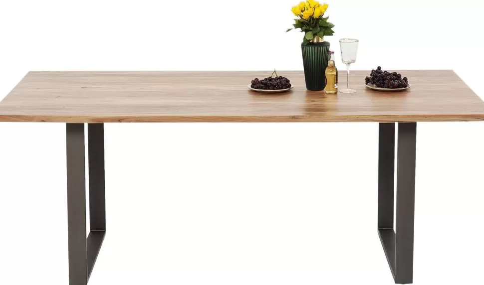 Stoły-KARE Design Stół Industrialny Do Jadani Z Drewnianym Blatem I Metalowymi Szarymi Nogami 160x80 Cm