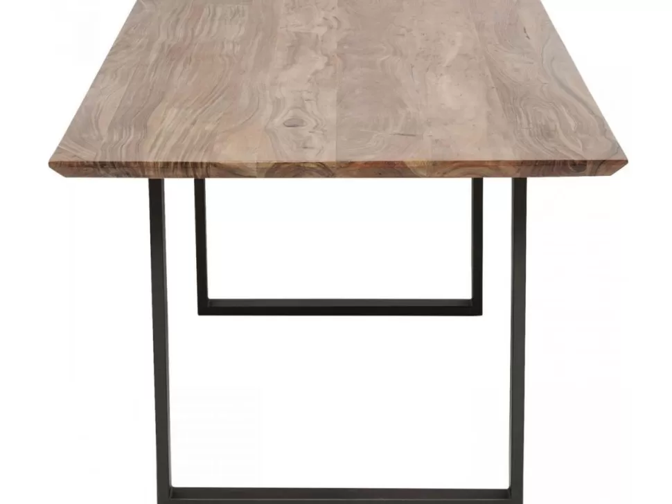 Stoły-KARE Design Stół Industrialny Do Jadani Z Drewnianym Blatem I Metalowymi Szarymi Nogami 200x100 Cm
