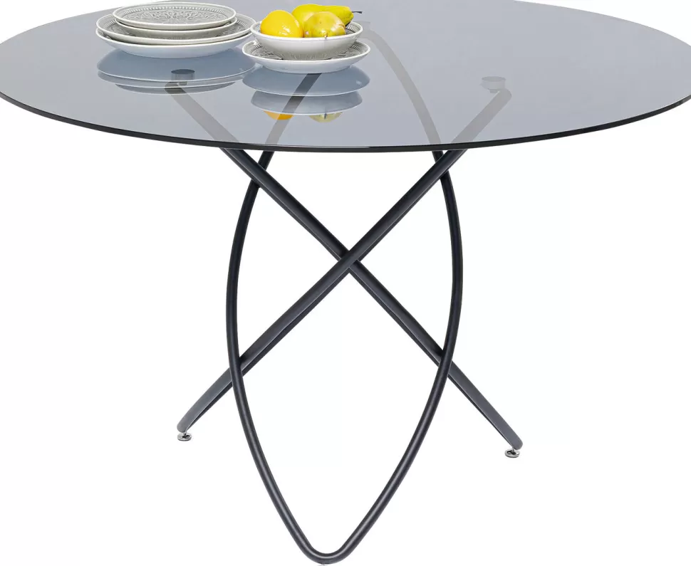 Stoły-KARE Design Stół Molekular Ø120 Cm Czarny - Blat Szklany