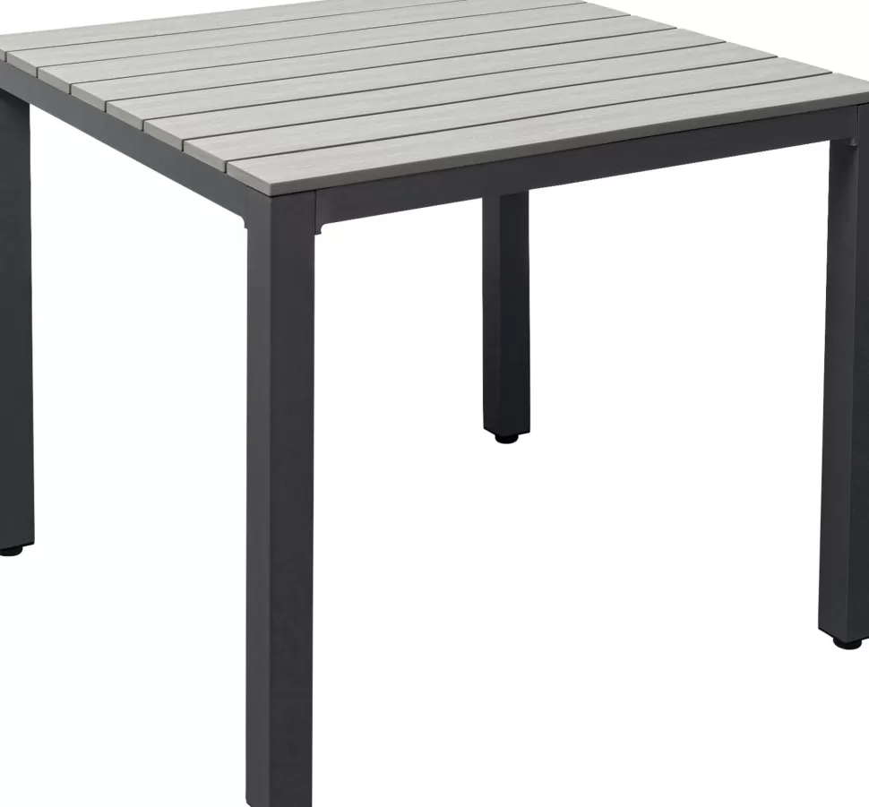 Stoły-KARE Design Stół Ogrodowy Blat Kwadratowy Szary Polywood Nogi Z Aluminium 80x80 Cm