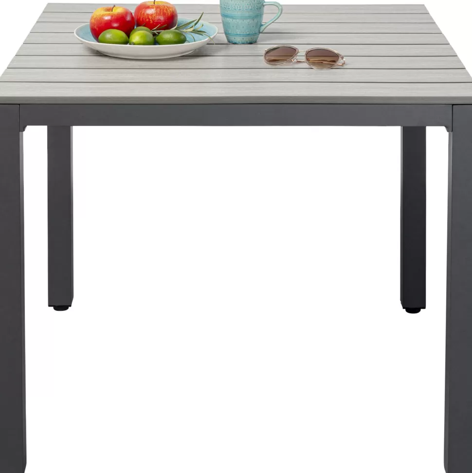 Stoły-KARE Design Stół Ogrodowy Blat Kwadratowy Szary Polywood Nogi Z Aluminium 80x80 Cm