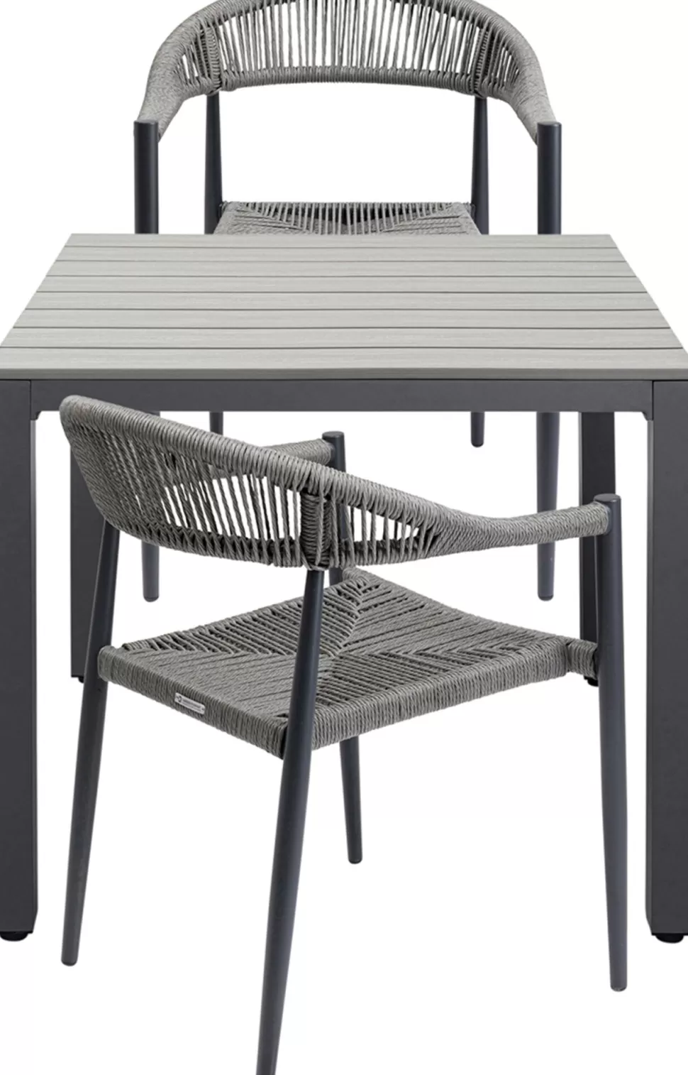 Stoły-KARE Design Stół Ogrodowy Blat Kwadratowy Szary Polywood Nogi Z Aluminium 80x80 Cm